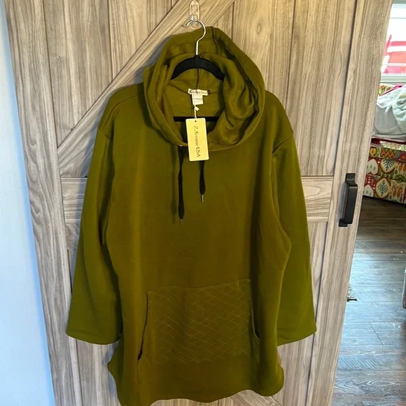 Z Avenue USA Dresses | Nwt Army Green Sweatshirt Dress. Size 3X, But Seems A Little Larger to ME. | Color: Green | Size: 3X | Jewellcrivers's Closet